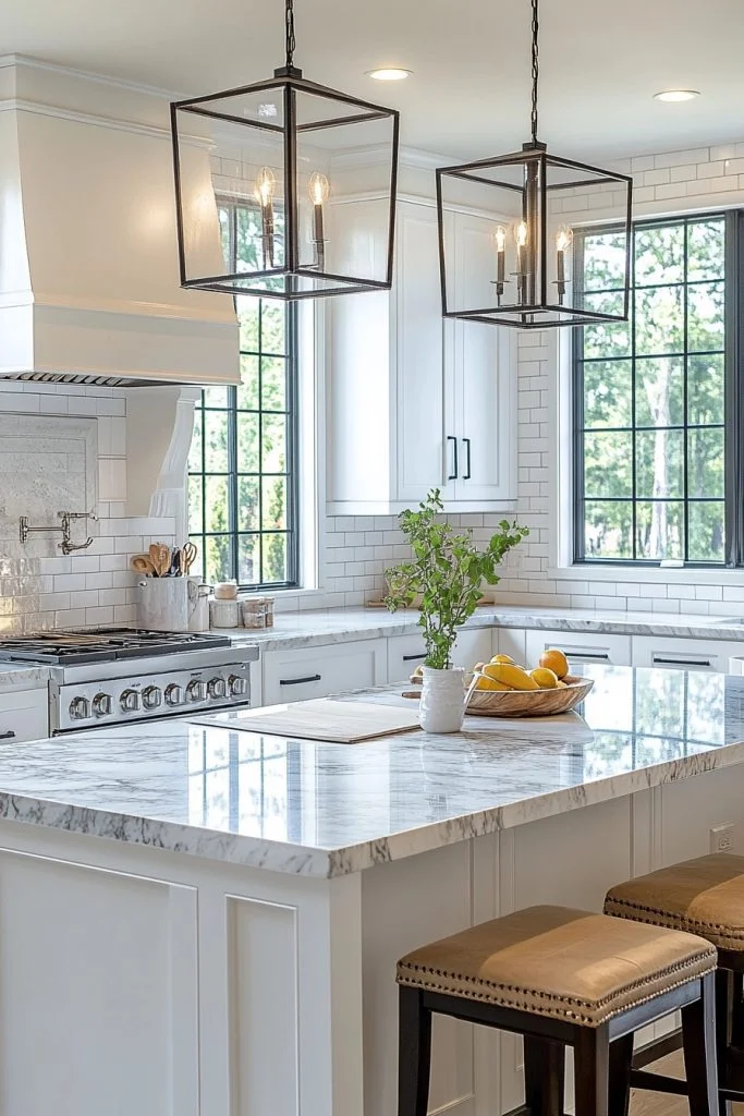 Classic White Barndominium Kitchen
