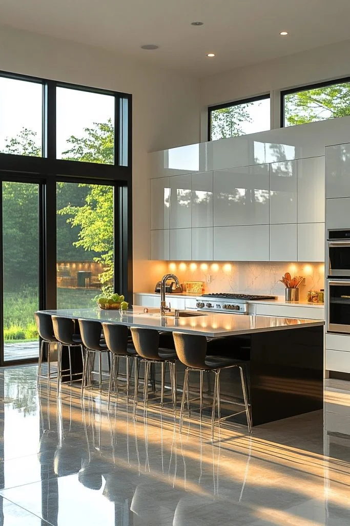 High Gloss Barndominium Kitchen