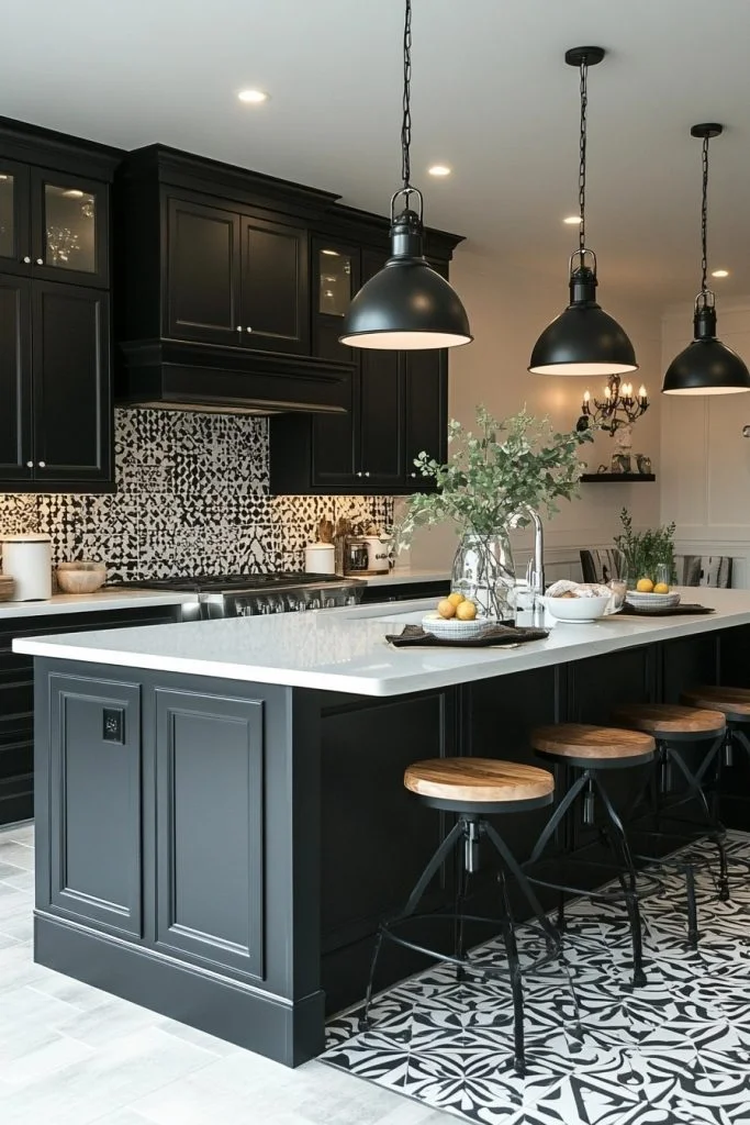 Black and White Barndominium Kitchen