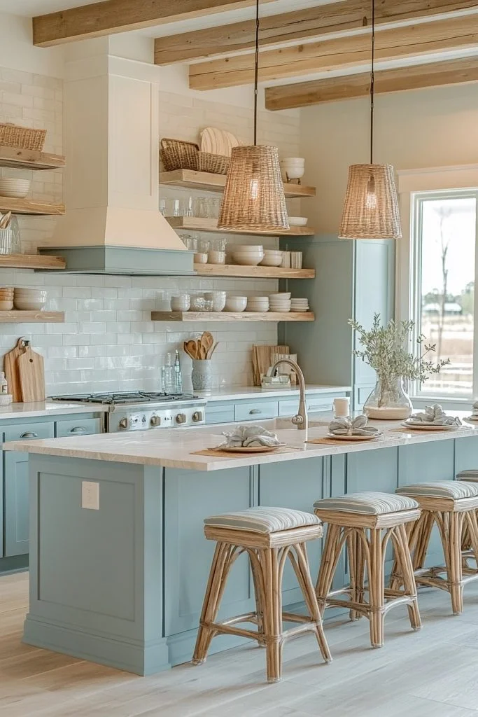Coastal Cool Barndominium Kitchen