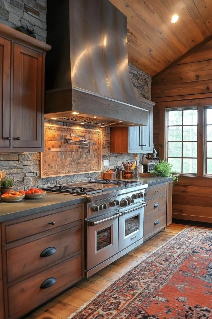 Warm Tones Barndominium Kitchen