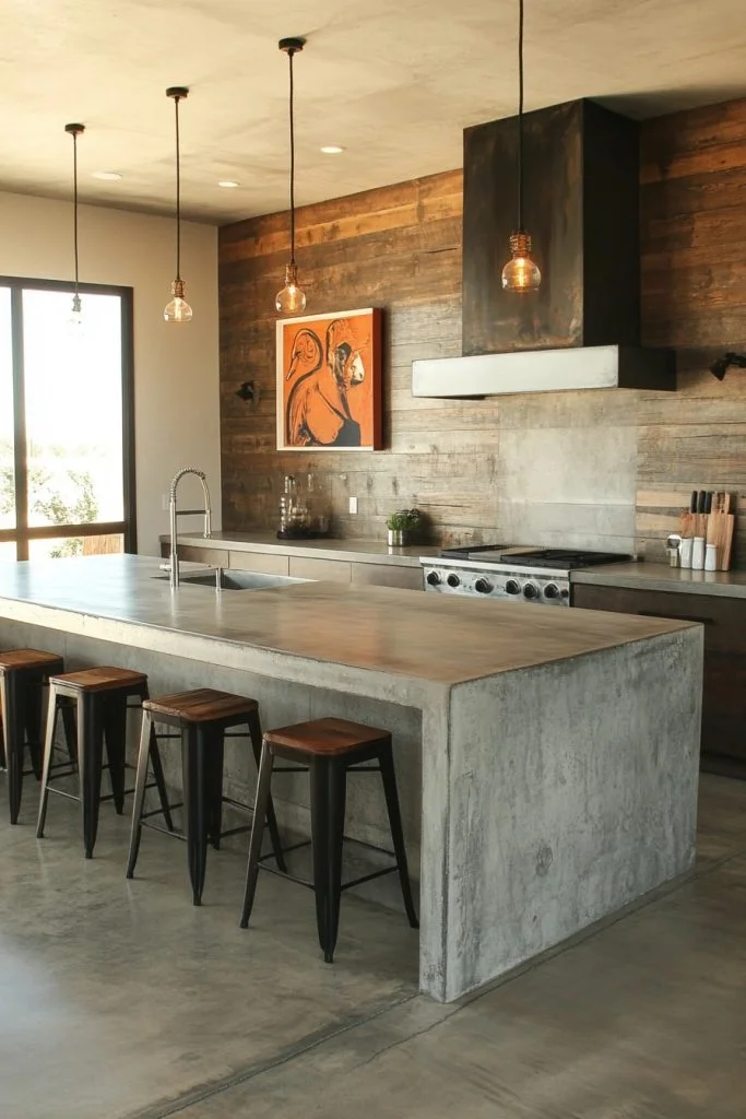 Cool Concrete Barndominium Kitchen