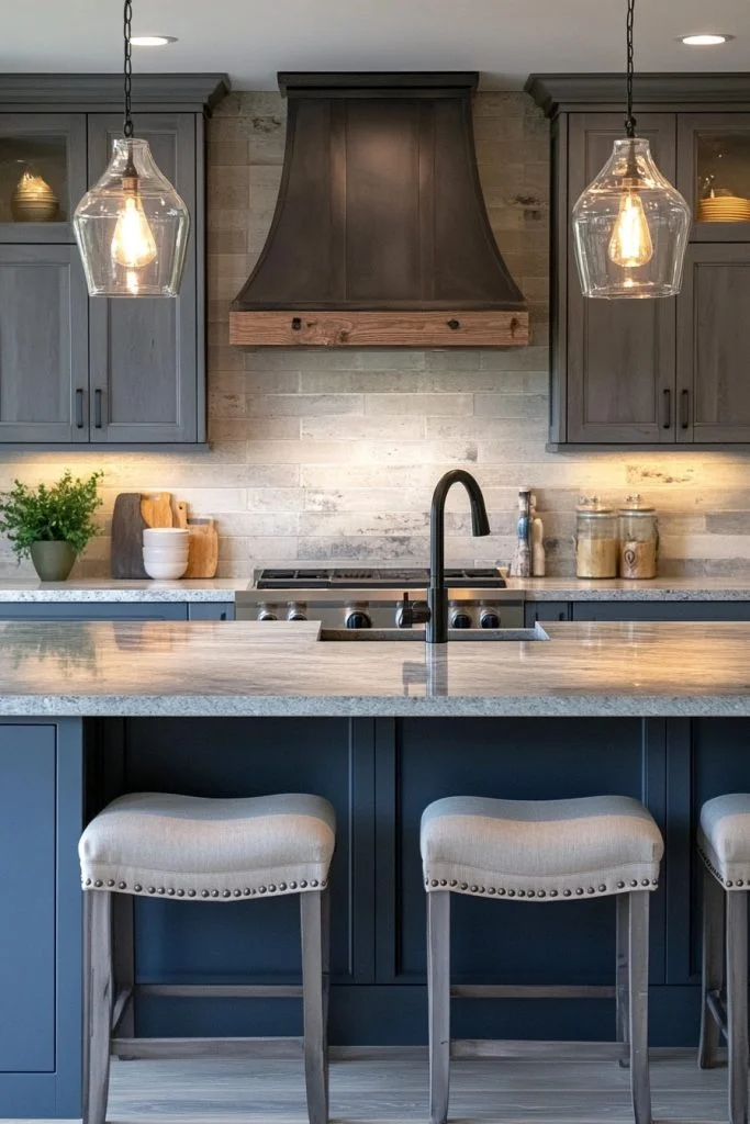 Transitional Style Barndominium Kitchen