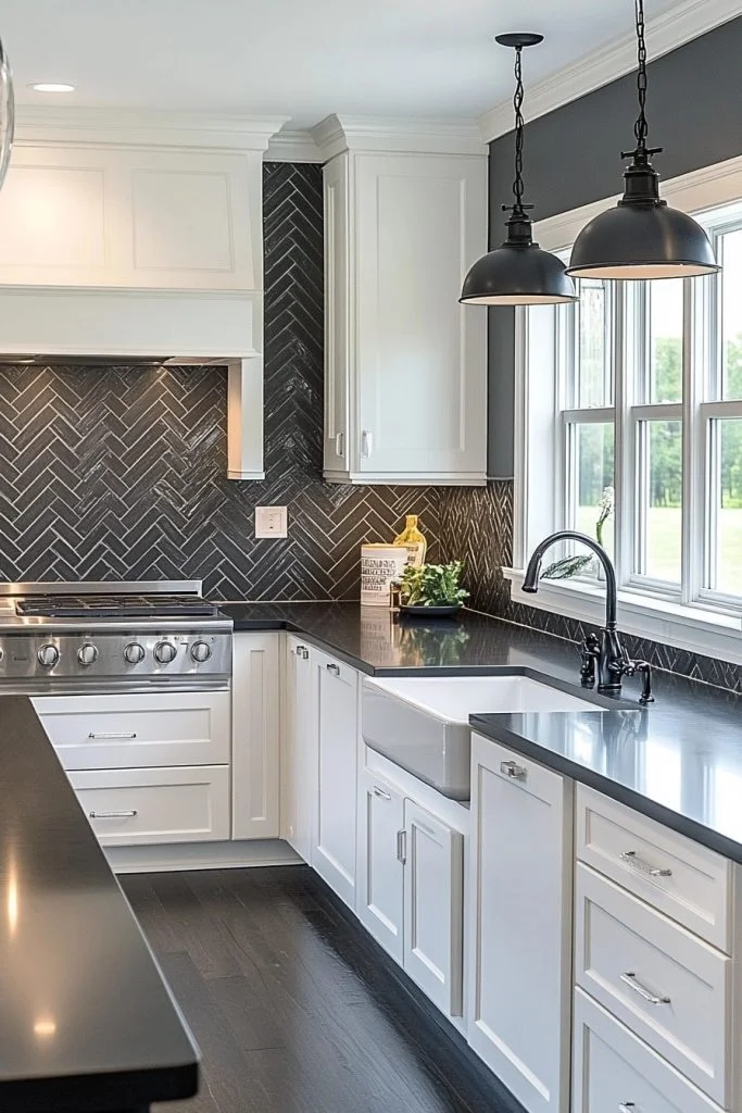 Monochrome Magic Barndominium Kitchen