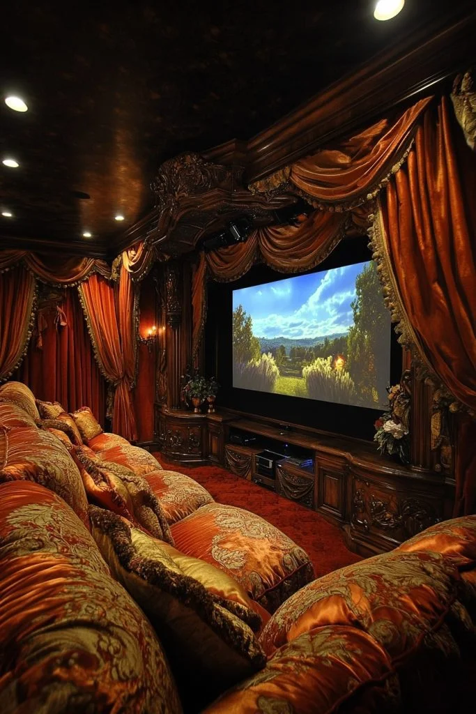 Victorian-Inspired Home Theater
