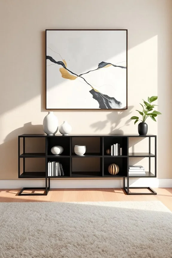 modern black console shelving