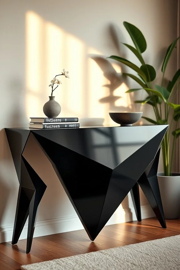 sculptural black console design