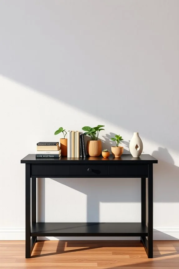 stylish console with plants