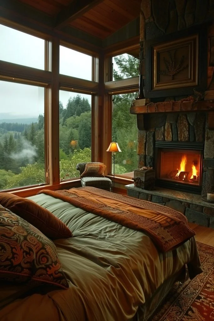 Panoramic Views and Fireplace Harmony
