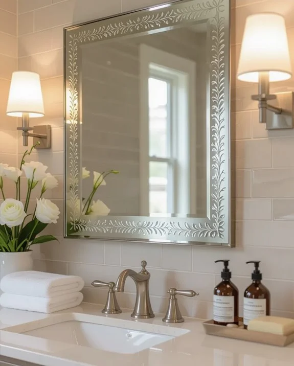 etch decorative border glass