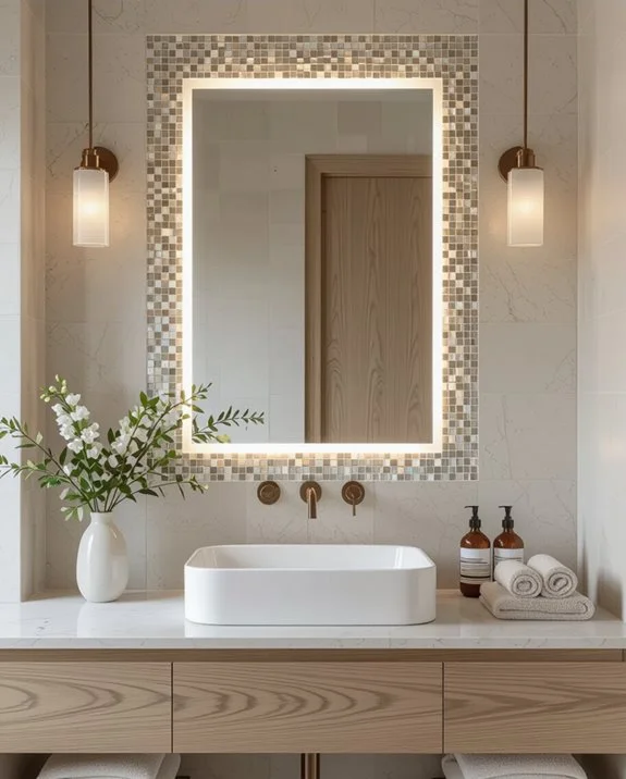 mosaic tile mirror surround