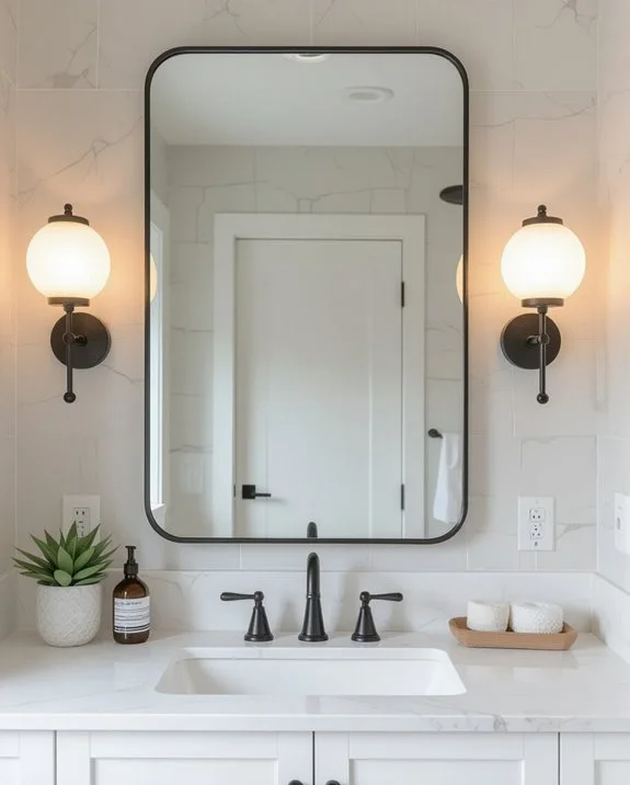frame mirror with sconces