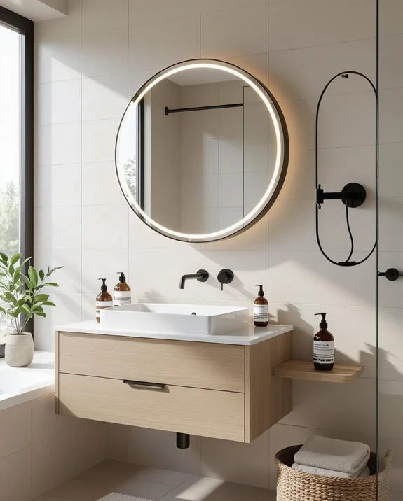 pivoting extendable mirror installation