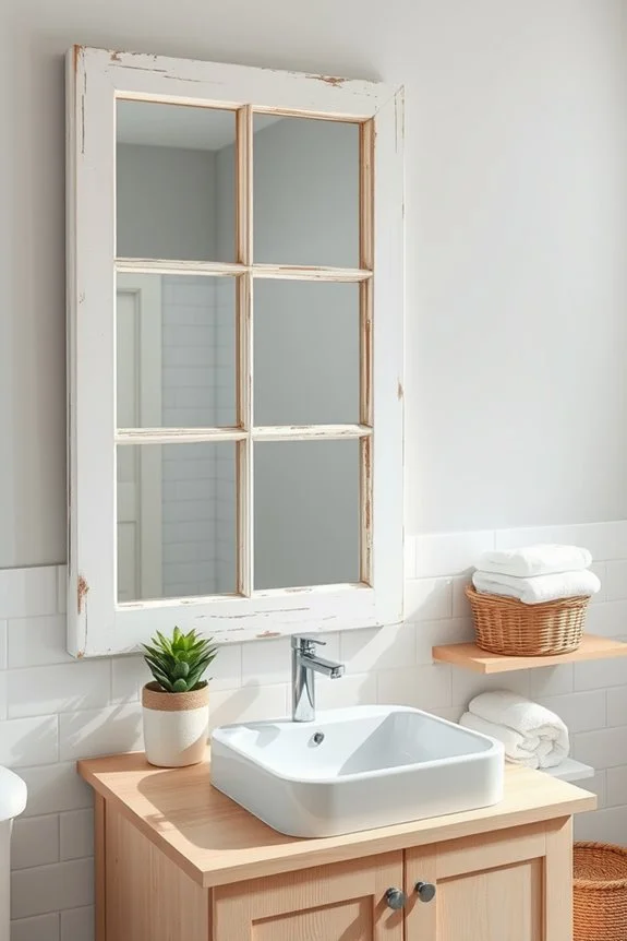 repurposed vintage window mirror