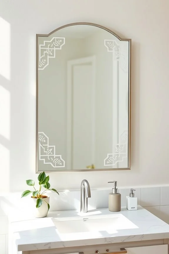 stenciled mirror design makeover