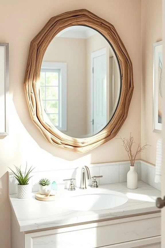 coastal bathroom mirror makeover