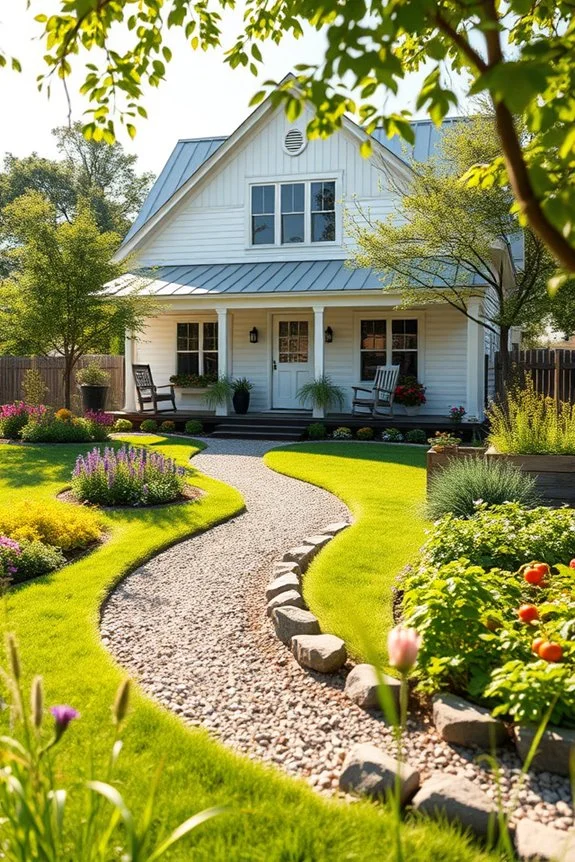 landscaping enhances farmhouse appeal