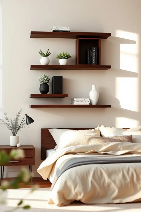 stylish dark wood shelves