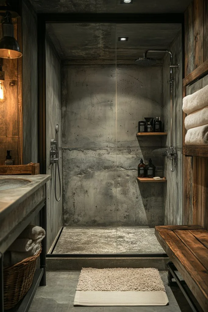 Steel and Glass Loft Bathroom