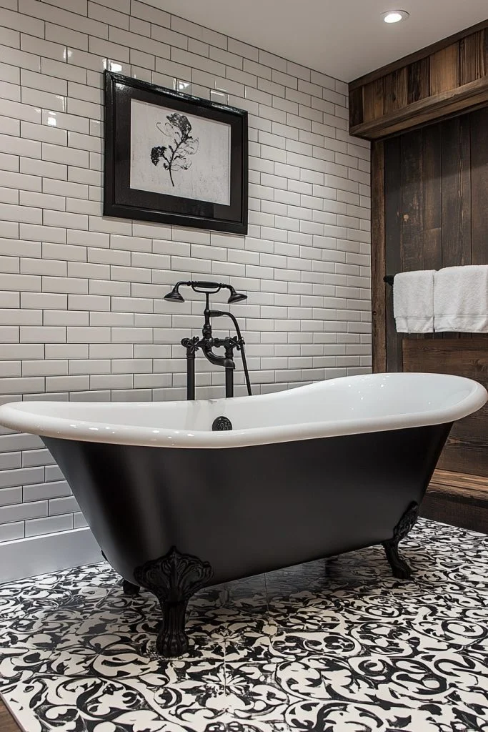 Classic Black and White Loft Bathroom