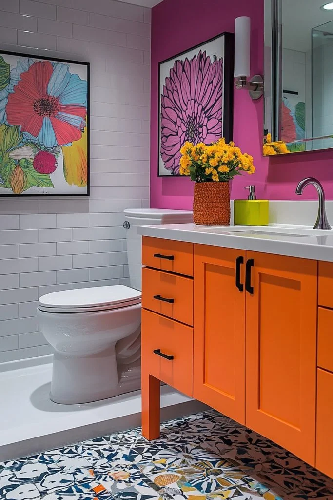 Vibrant Color Loft Bathroom