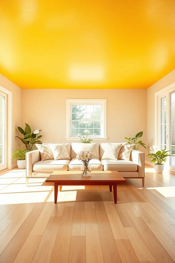 cheerful yellow ceiling decor