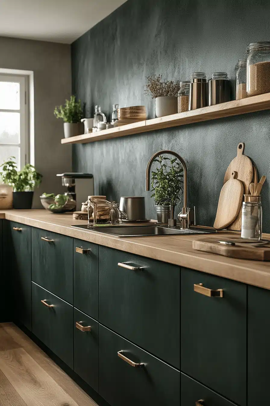 dark green kitchen cabinets