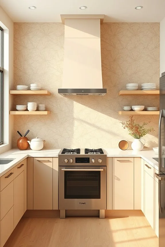 artistic backsplash enhances warmth