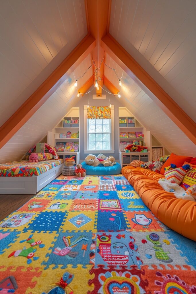 Energetic Kids' Attic Playroom