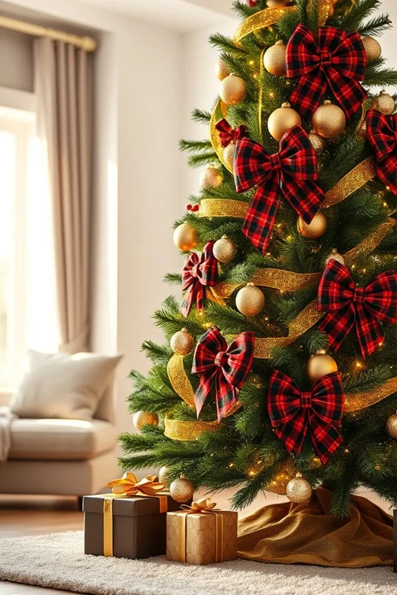 festive plaid bow decorations