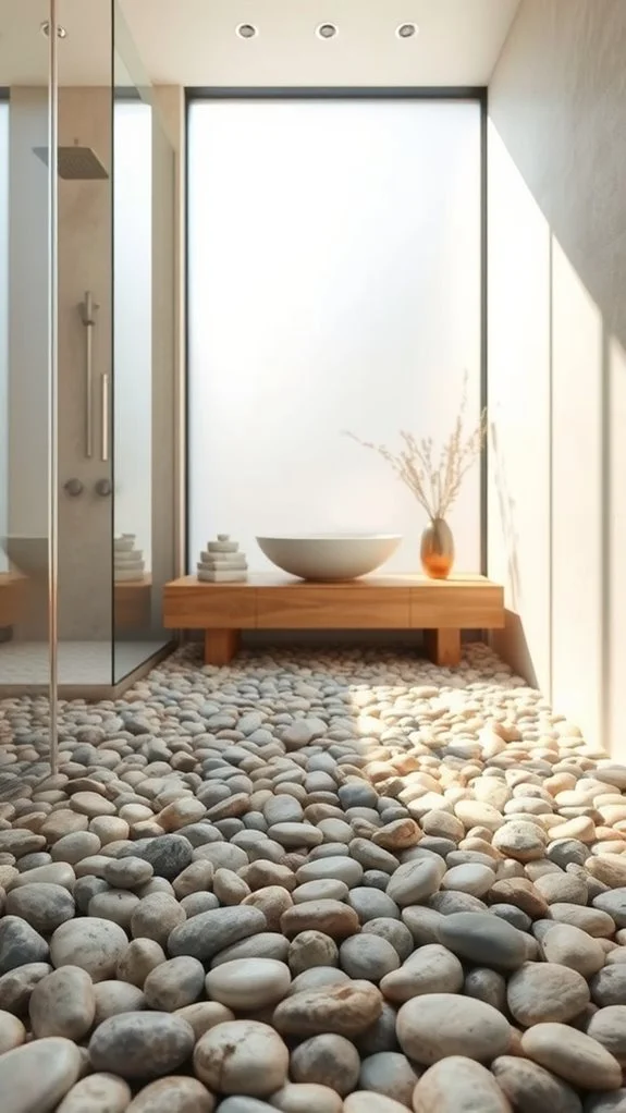 organic pebble shower floor