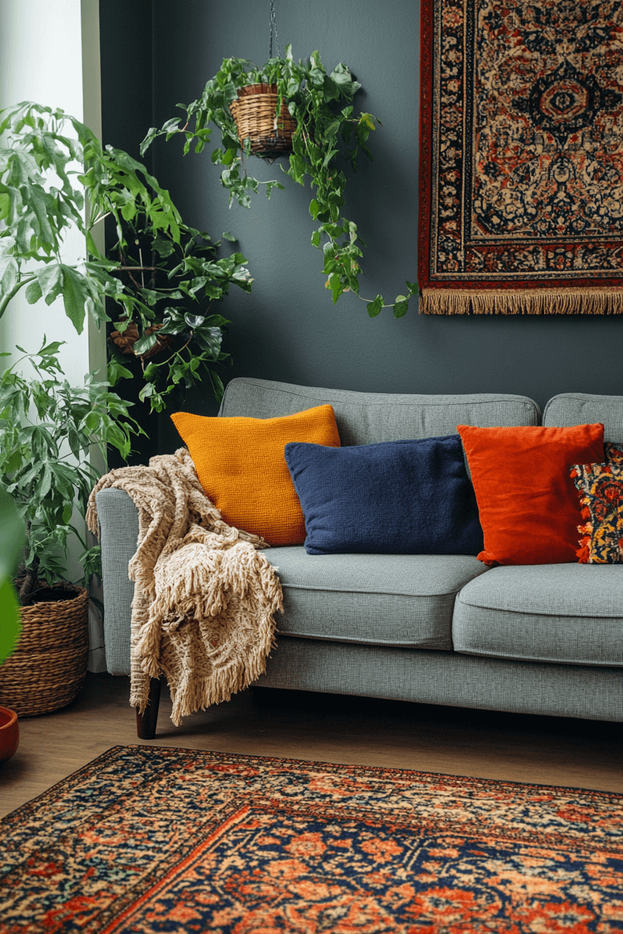 grey sofa decor