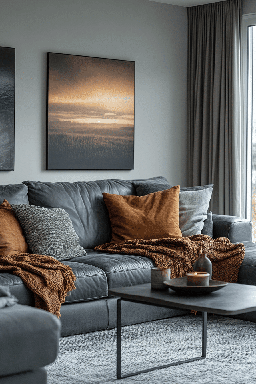 grey sofa decor