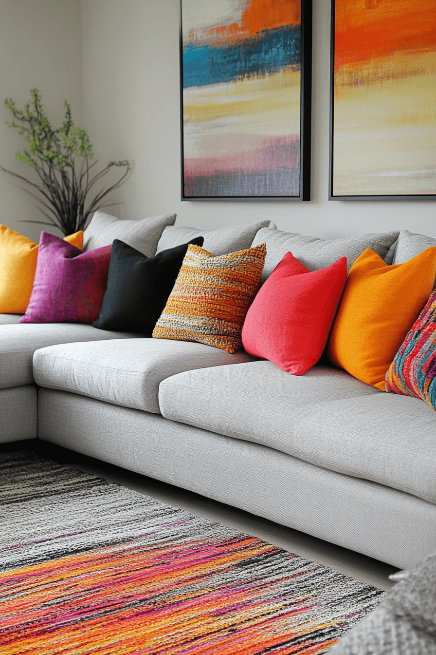 grey sofa decor
