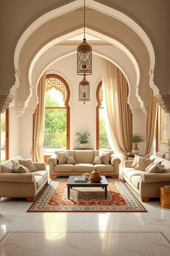 Arched doorways in Arabian living room