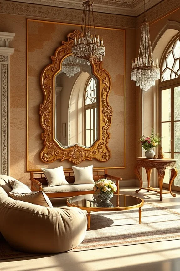 Ornate wall mirror in Arabian decor