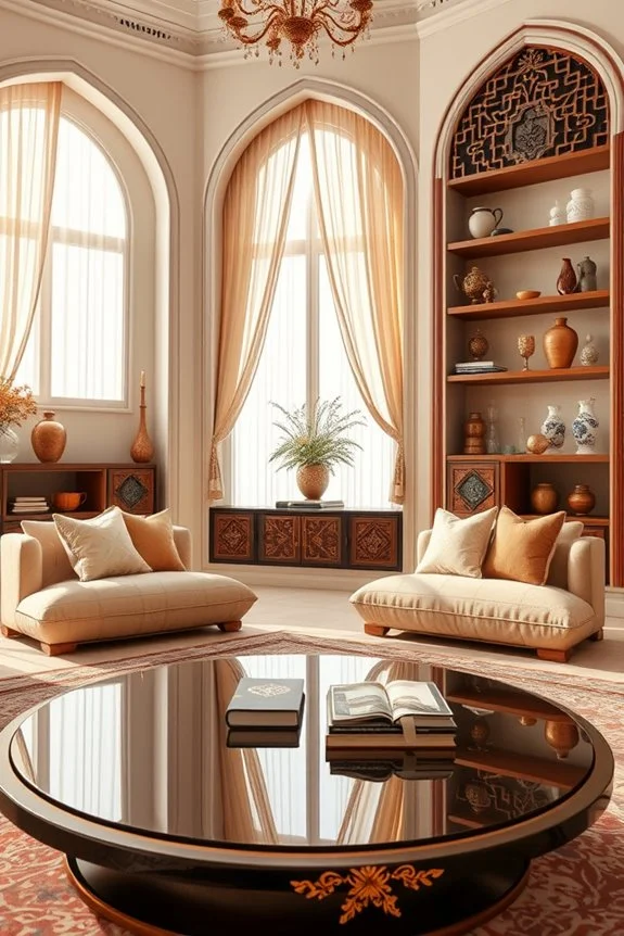 Custom built-in shelving in living room