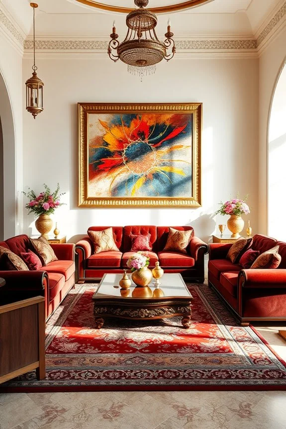 Bold wall art in Arabian living room