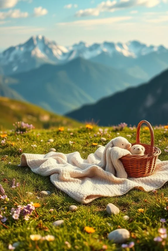 baby photo shoot with mountain backdrop