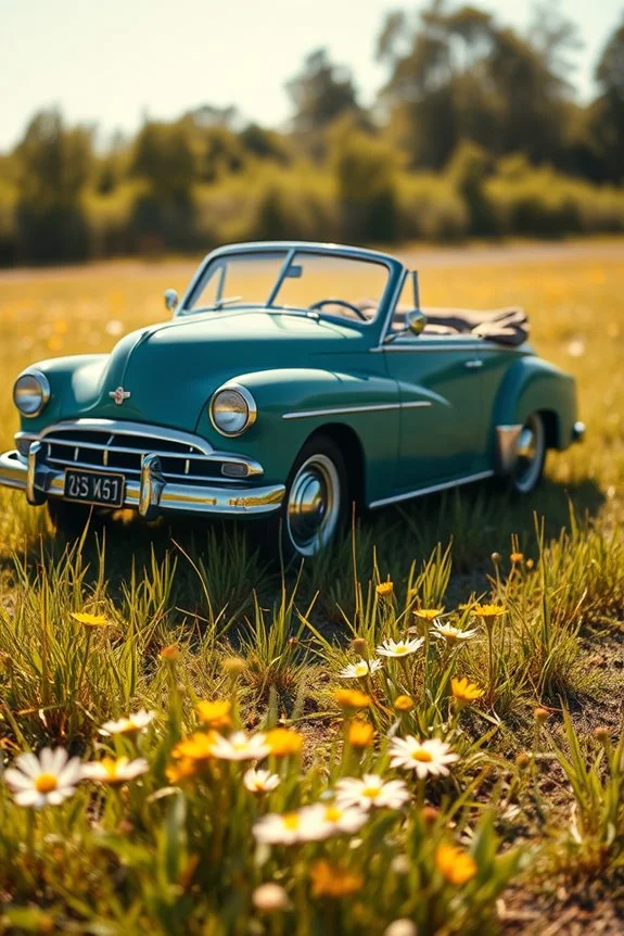 baby photoshoot with vintage car