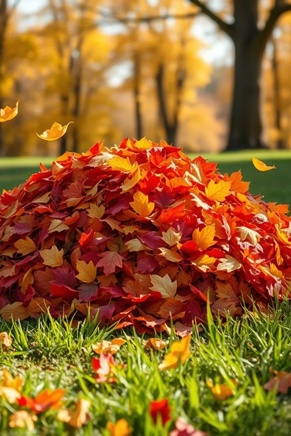baby playing in autumn leaves