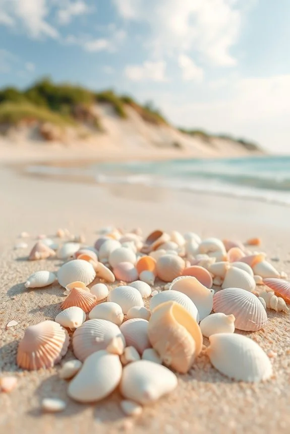 baby collecting shells on beach