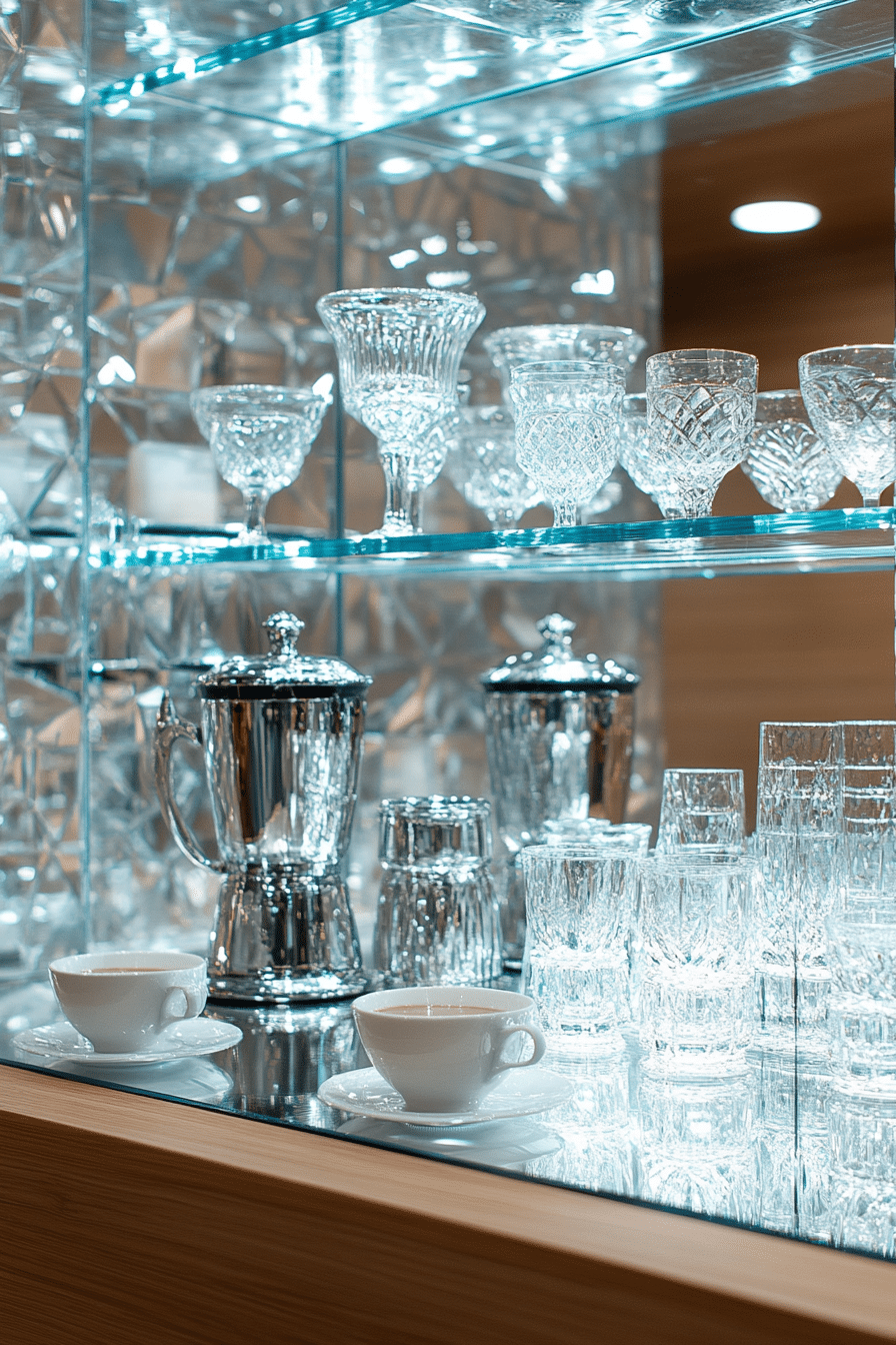 mirror and glass coffee bar