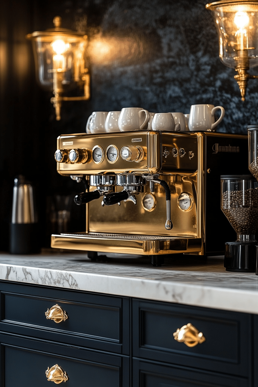 gold accented coffee bar