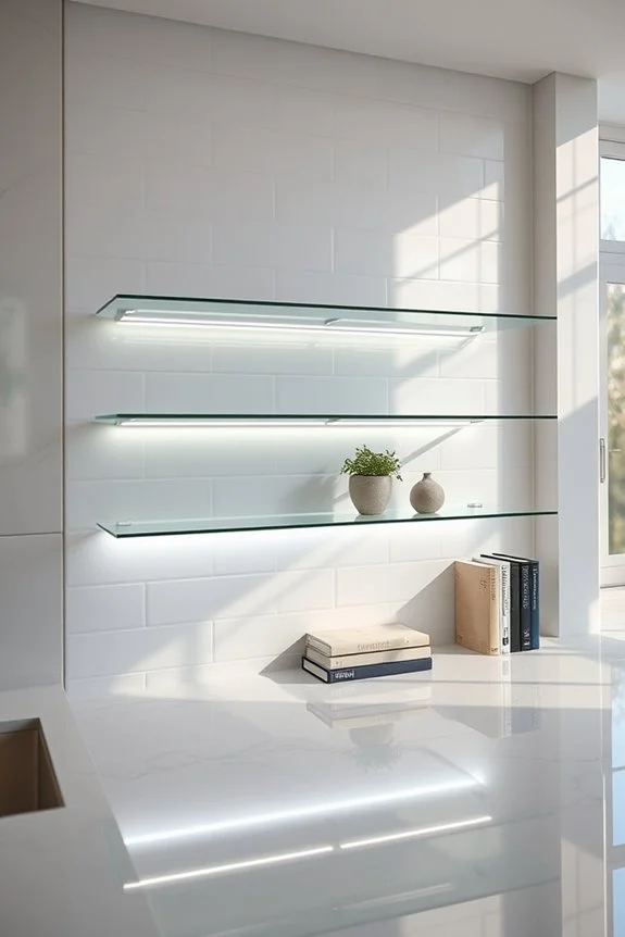 illuminated glass shelf design