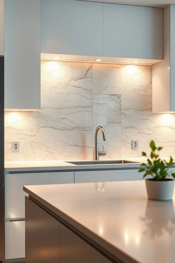 backlit stone kitchen backsplash