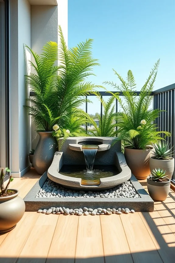 small water feature on balcony