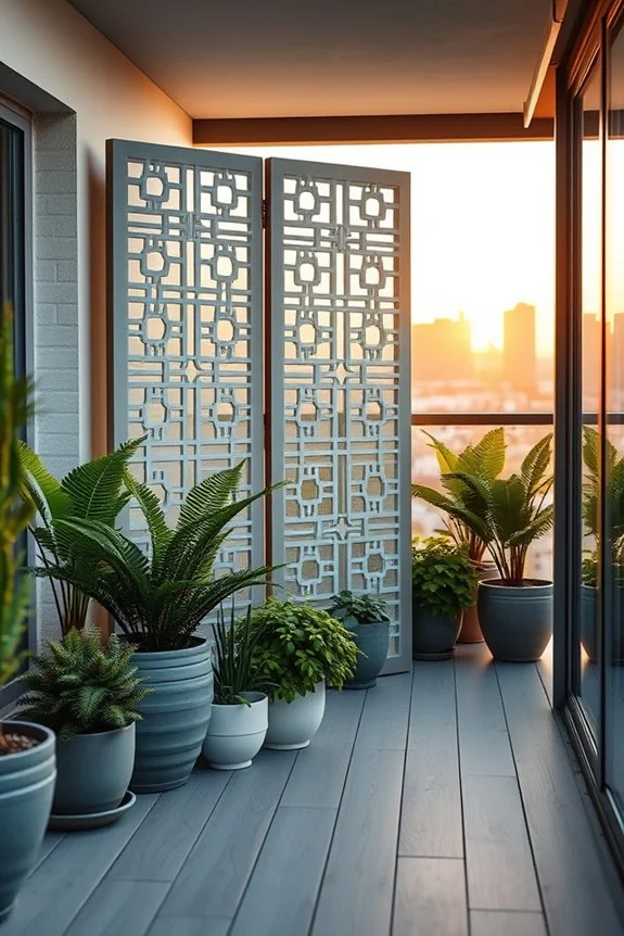 elegant folding screen on balcony