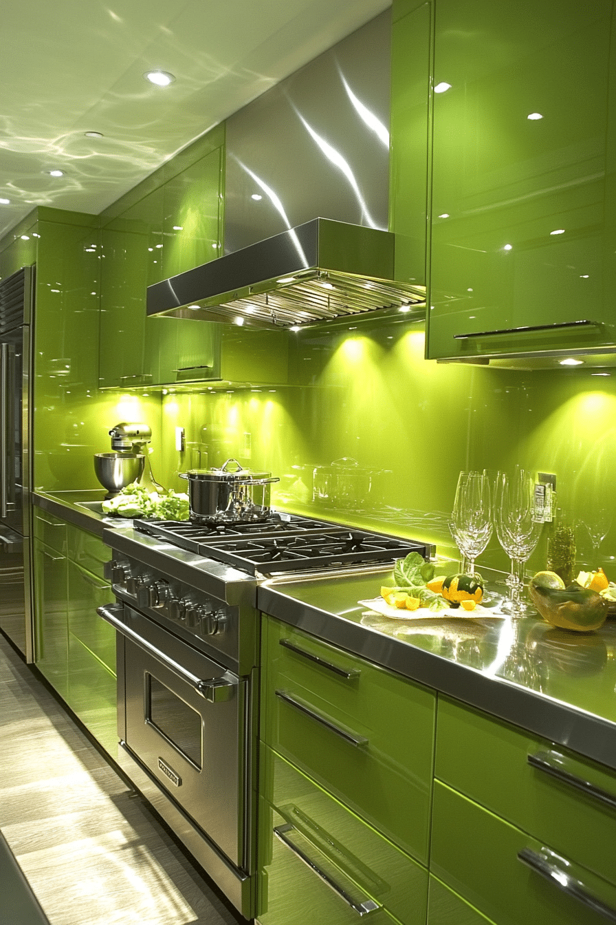 contemporary sage green kitchen