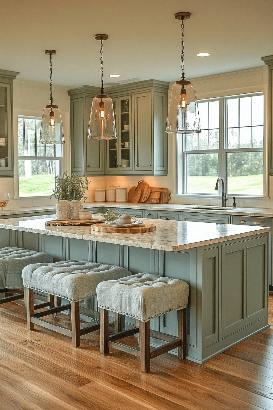 comfortable sage green kitchen